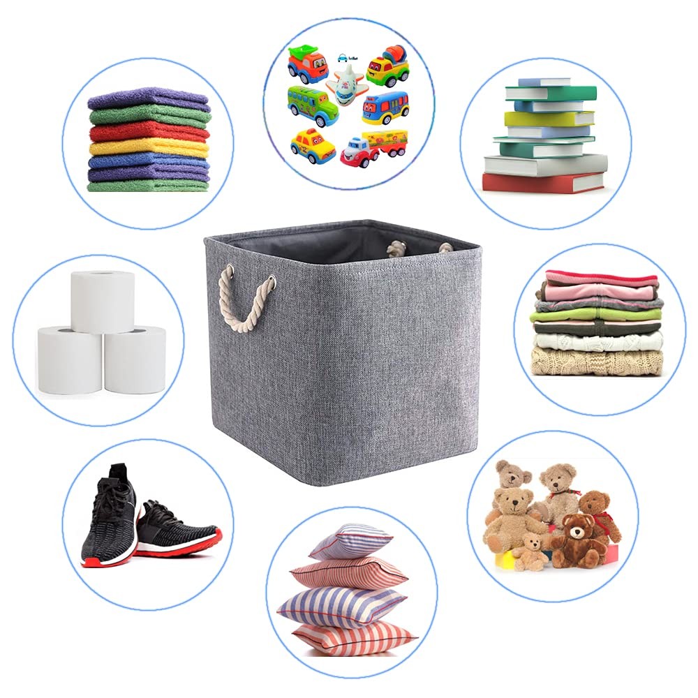 Fabric Storage Box 28x28x28cm Foldable Grey Pack of 4