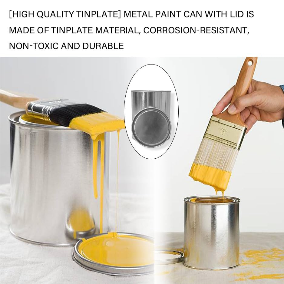 2 Pack Empty Metal Paint Cans with Lids,Paint Storage Containers for Leftover…