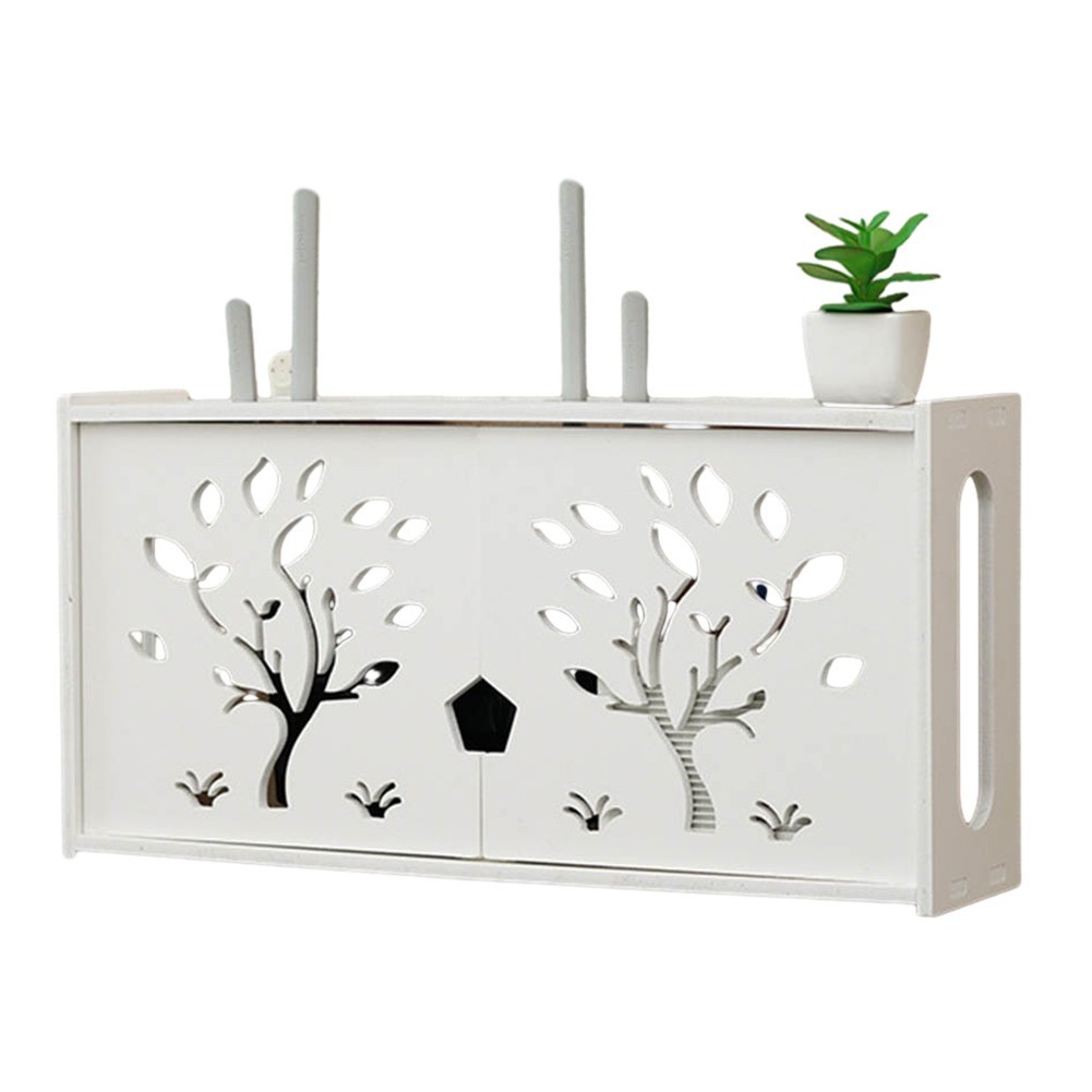Convenient Wall Mounted Storage Box for Large WiFi Router and TV Accessories