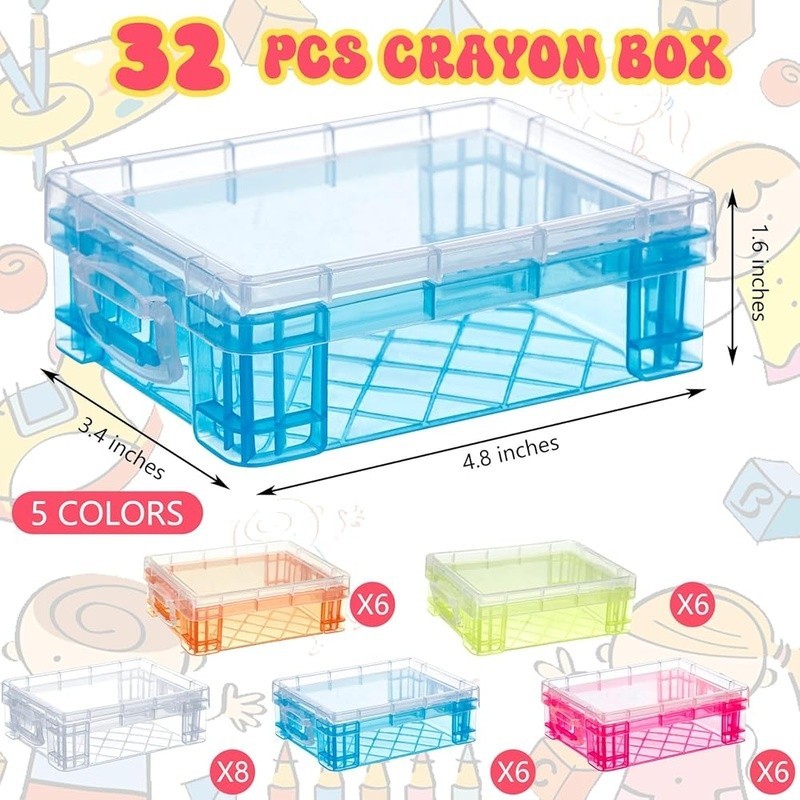 Bulk Crayon Storage Boxes Plastic Stackable Organizer Art Supplies Classroom New
