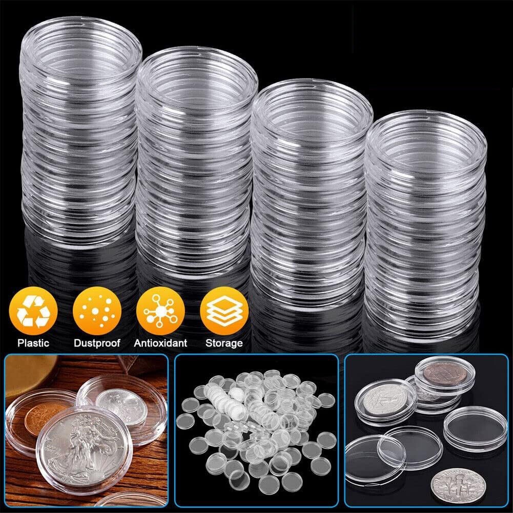 41mm Clear Plastic Coin Capsules, Silver Dollar Coin Holder, 60PCS Coin Box US