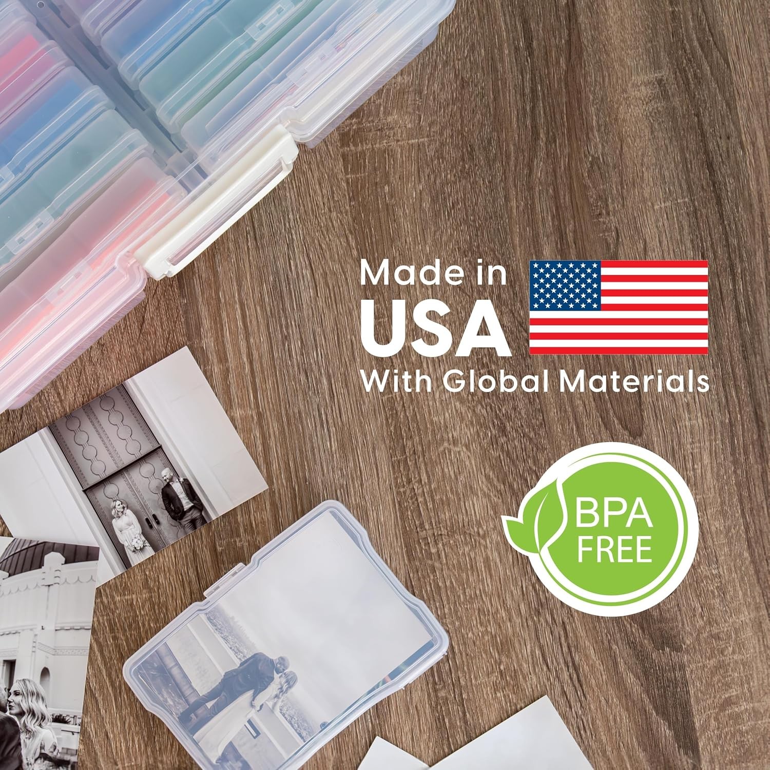 Photo Storage Box 16 Cases Fits 4×6 Pictures Cards Craft Organizer Clear 2 Pk