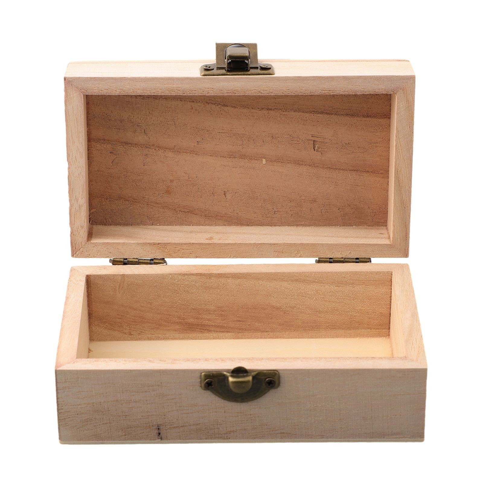 Plain Wood Wooden Square Hinged Storage Boxes Craft Box