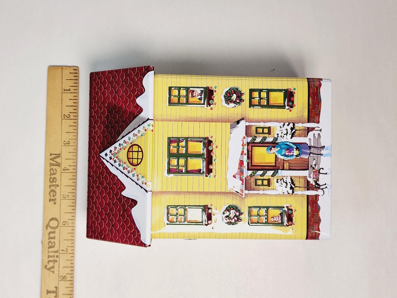 Happy London Yellow Village House Tin Box – 9 in, Multicolor