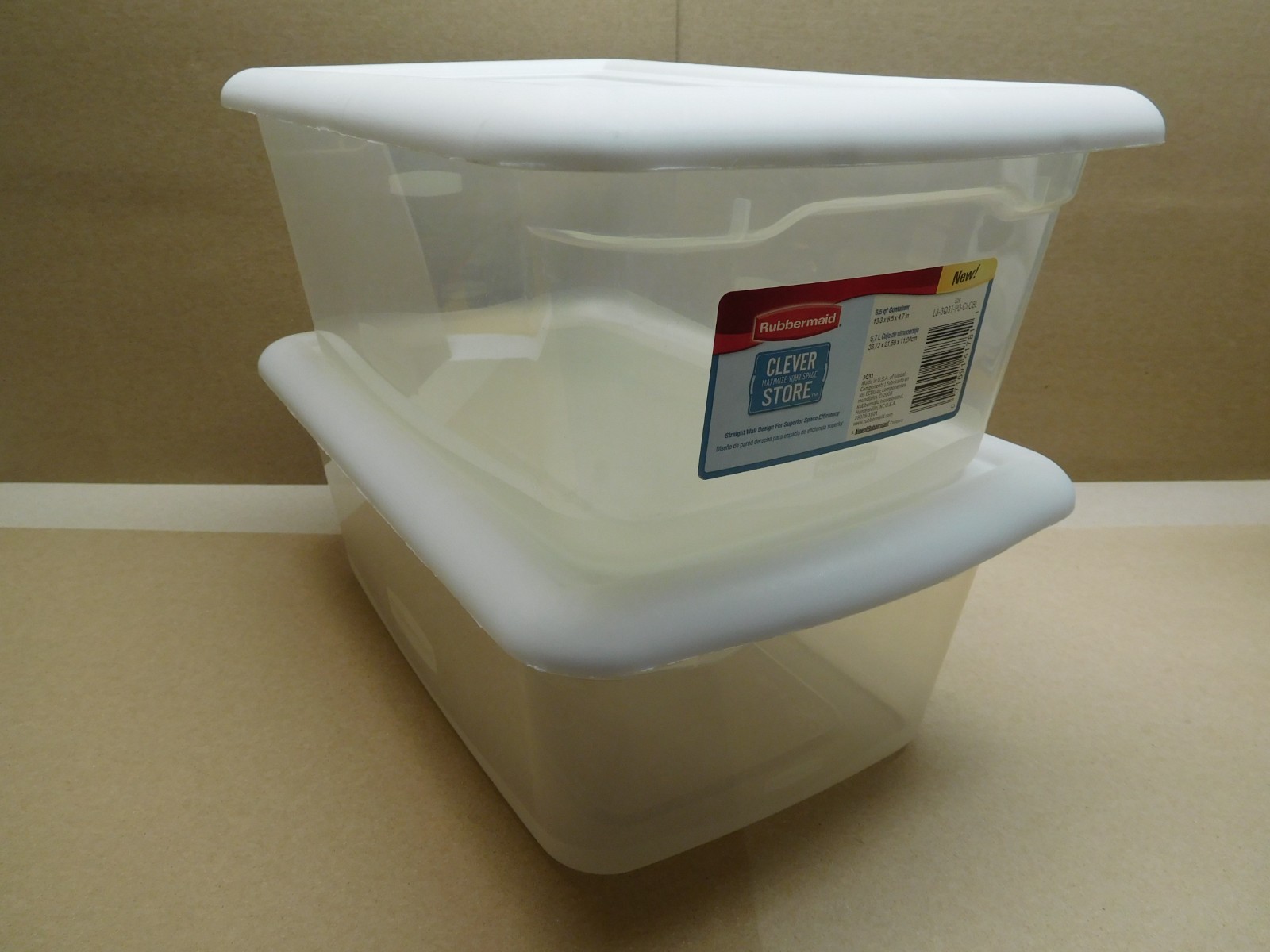 (Lot of 2) Rubbermaid Clever Store 6.5 Qt Rectangular Storage Containers — 2008
