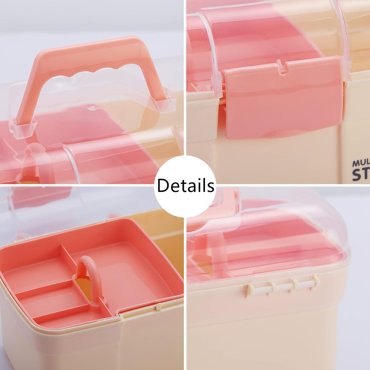 Lightweight White Plastic Storage Box with Removable Tray – Ideal for Cosmetics