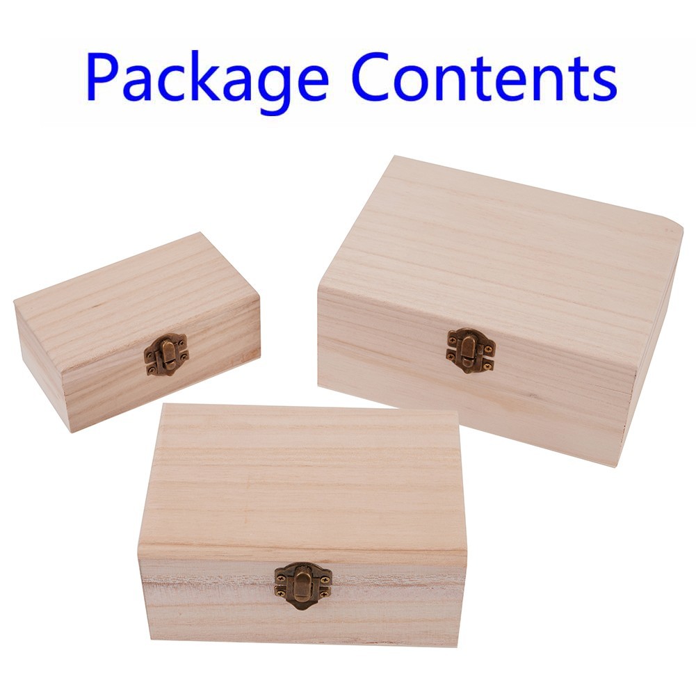 Plain Wood Wooden Square Hinged Storage Boxes Craft Box