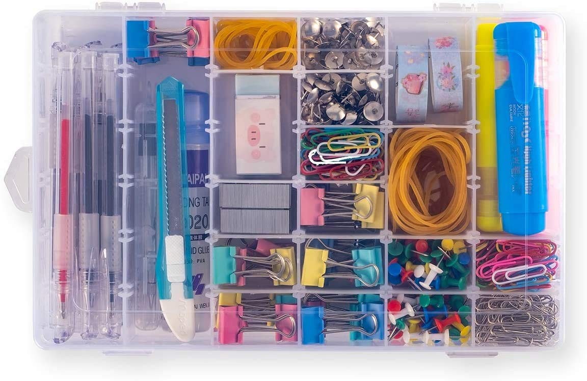 Plastic Organizer Container Box 36 Compartments Jewelry Storage Box with Adju…