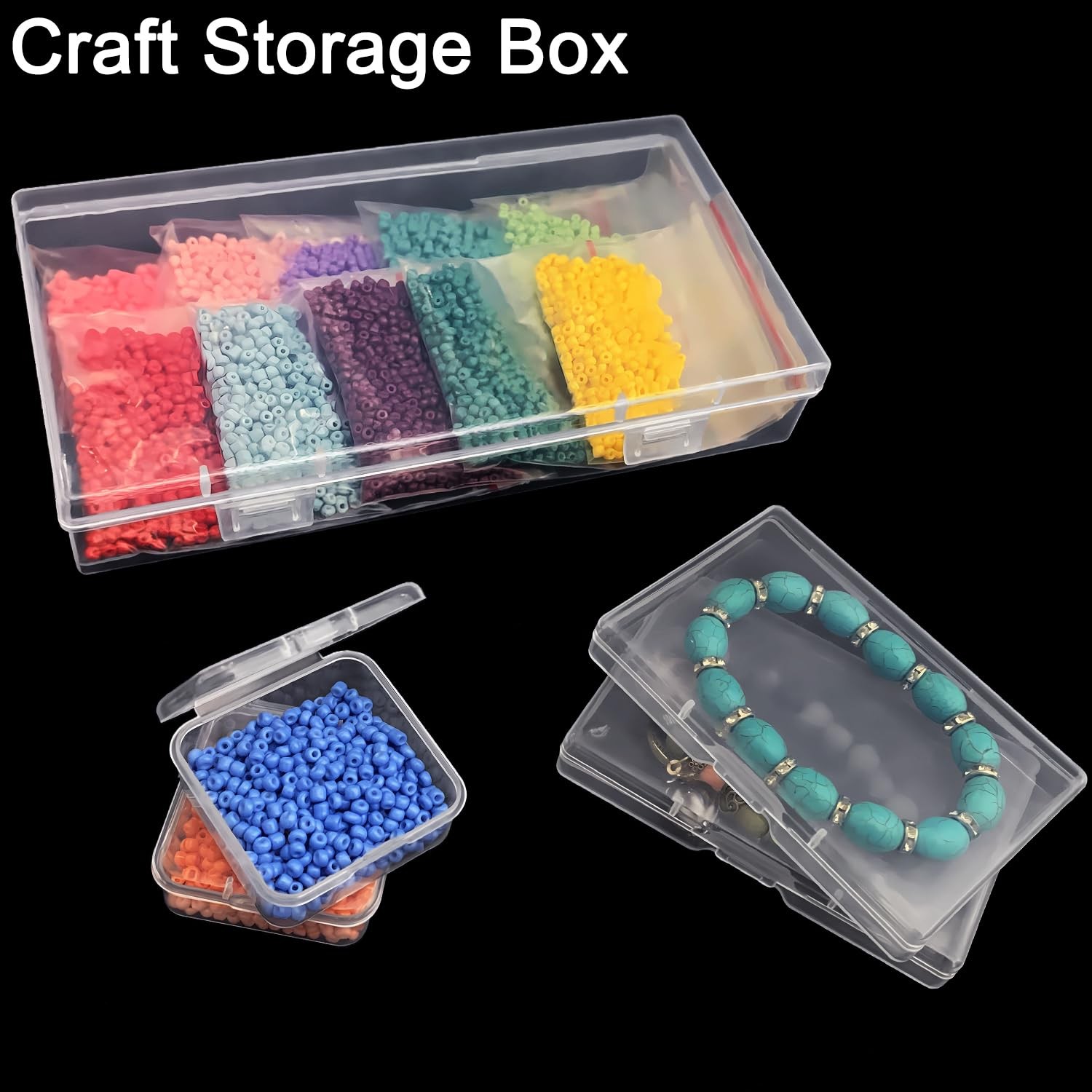 7 Pack Mixed Sizes Plastic Box with Lid Small Storage Box Playk…