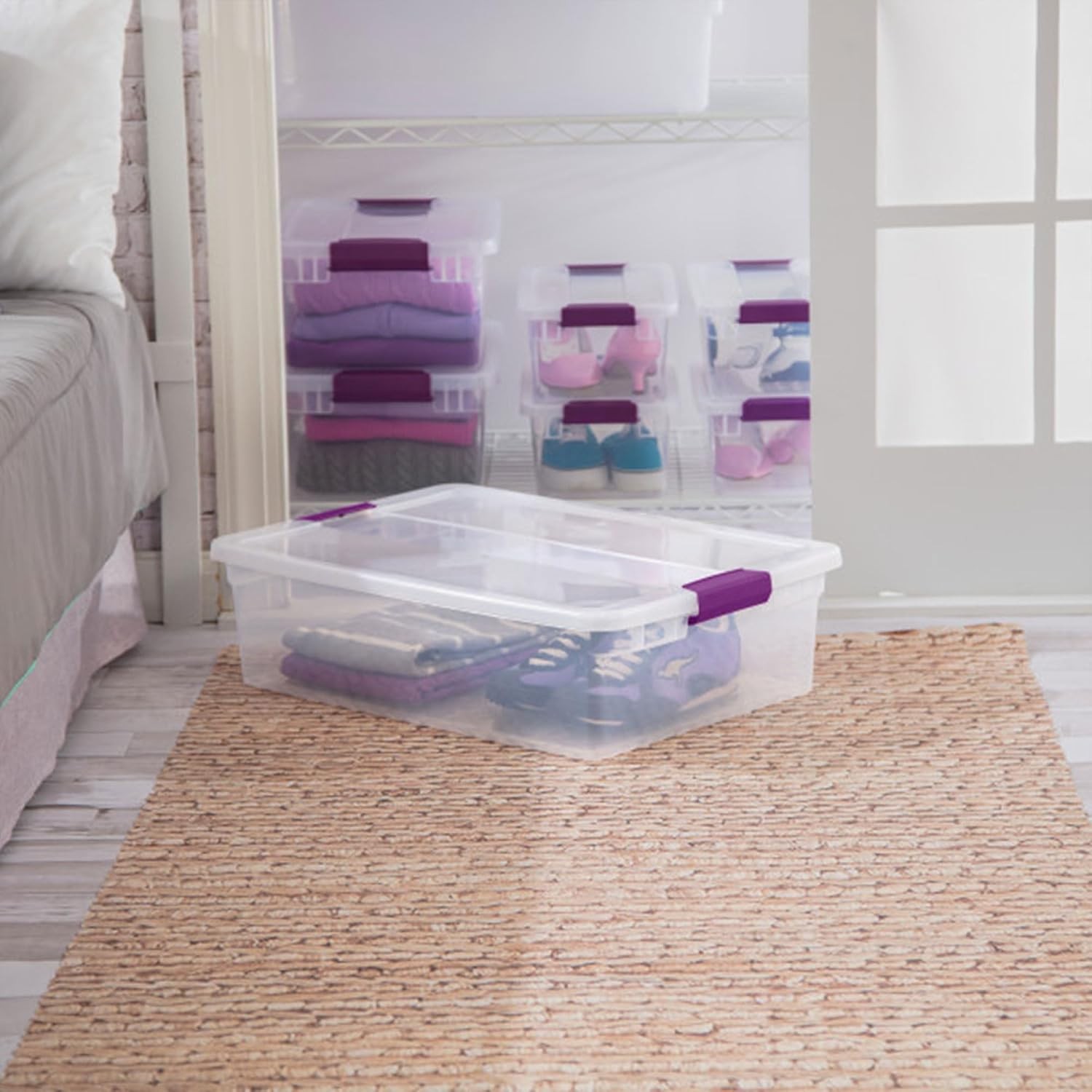 12-Pack 32 Quart ClearView Latch Box Stackable Organizer Bins with Latching