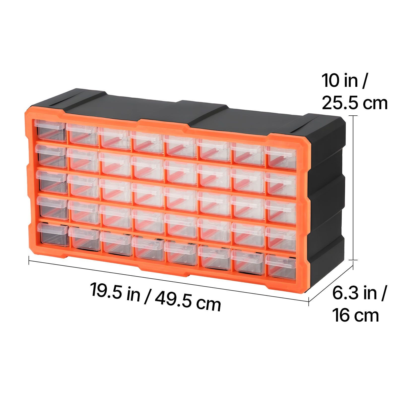 40-Drawer Plastic Storage Cabinet Wall Mount PP Small Parts Organizer Labellers