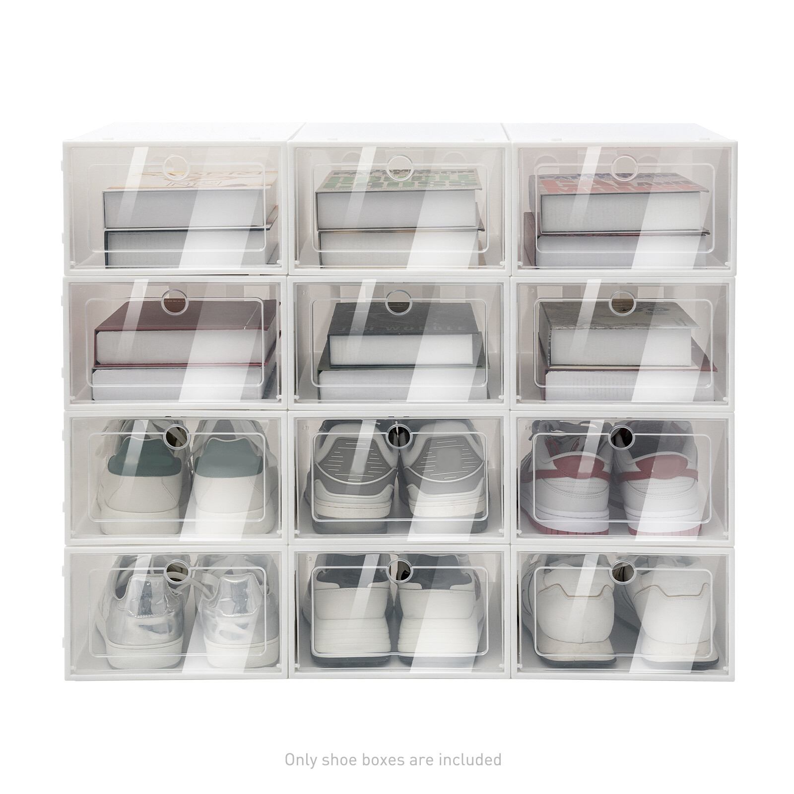 20/24pcs Plastic Shoe Box Kit Foldable Stack Storage Clear Home Organizer Rack