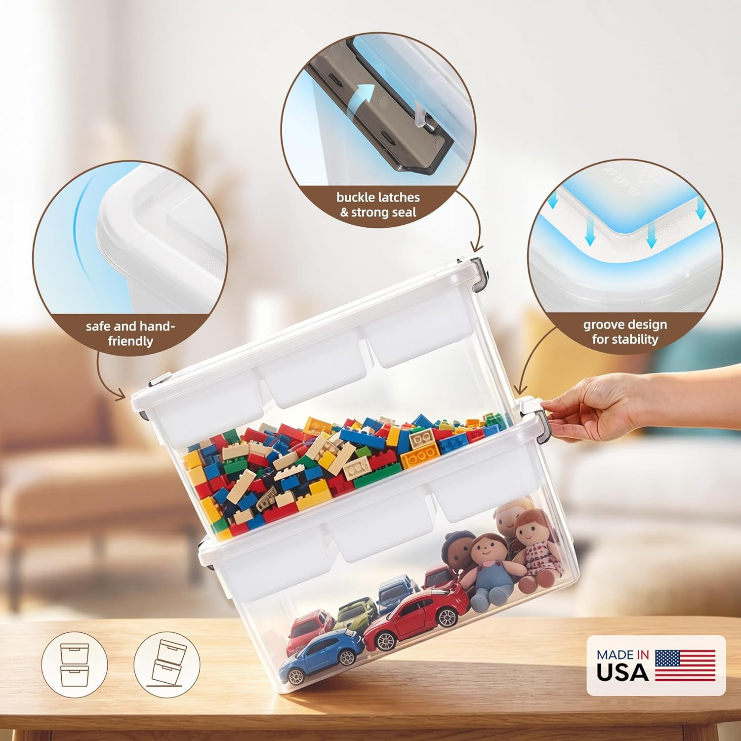 17 QT Plastic Storage Box with Removable Tray Craft Organizers and Storage Clear