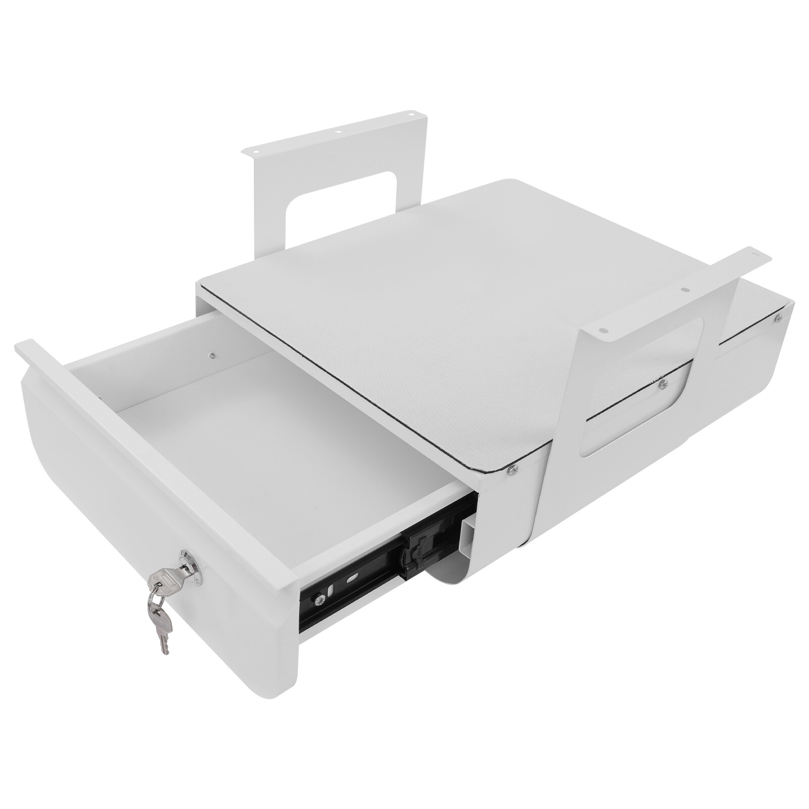 13” Under Desk Pull-Out Drawer Lockable Sliding Storage Drawer White With Lock
