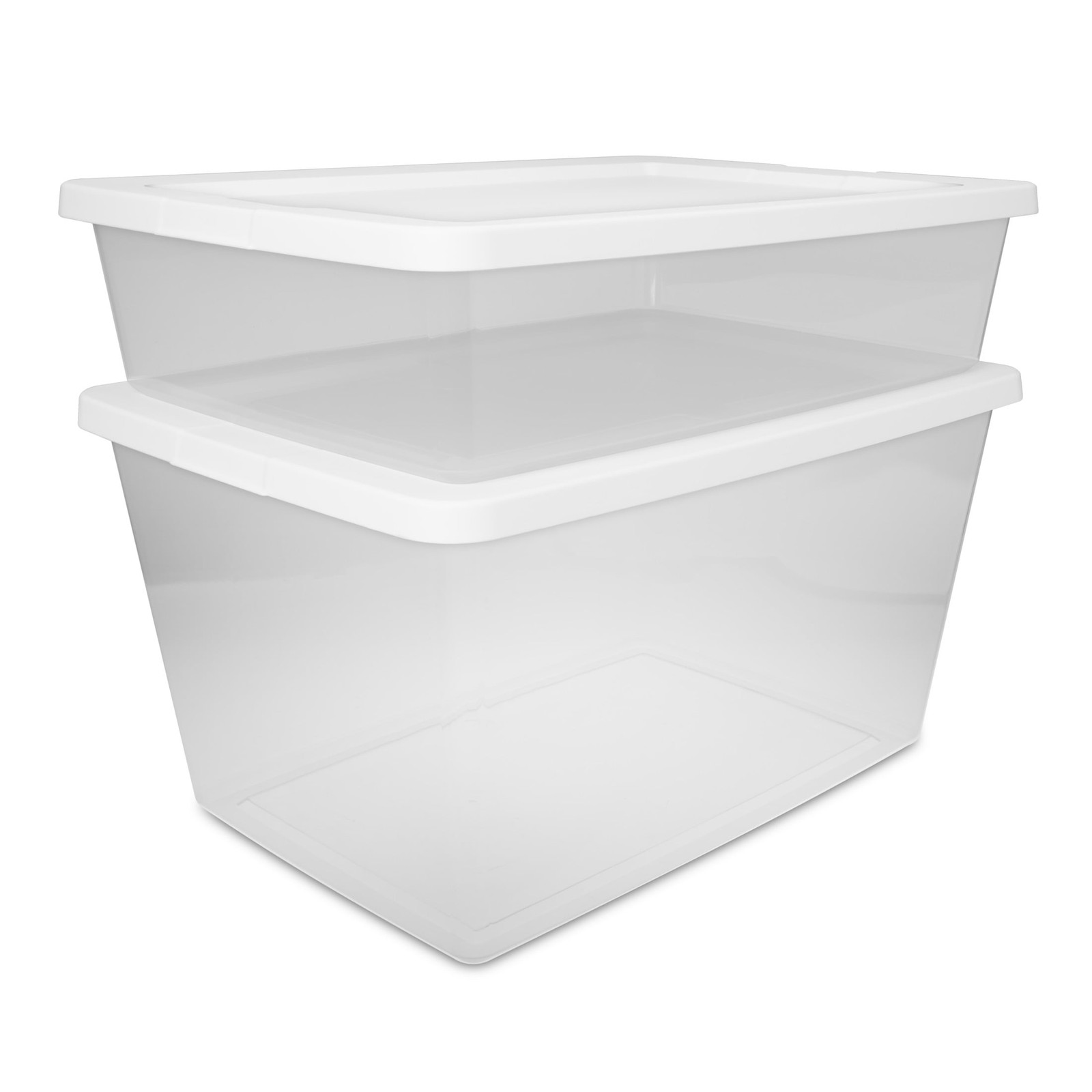 Sterilite, 58 Quart Clear Storage Bin,Snap-on Lid Storage Container,with White