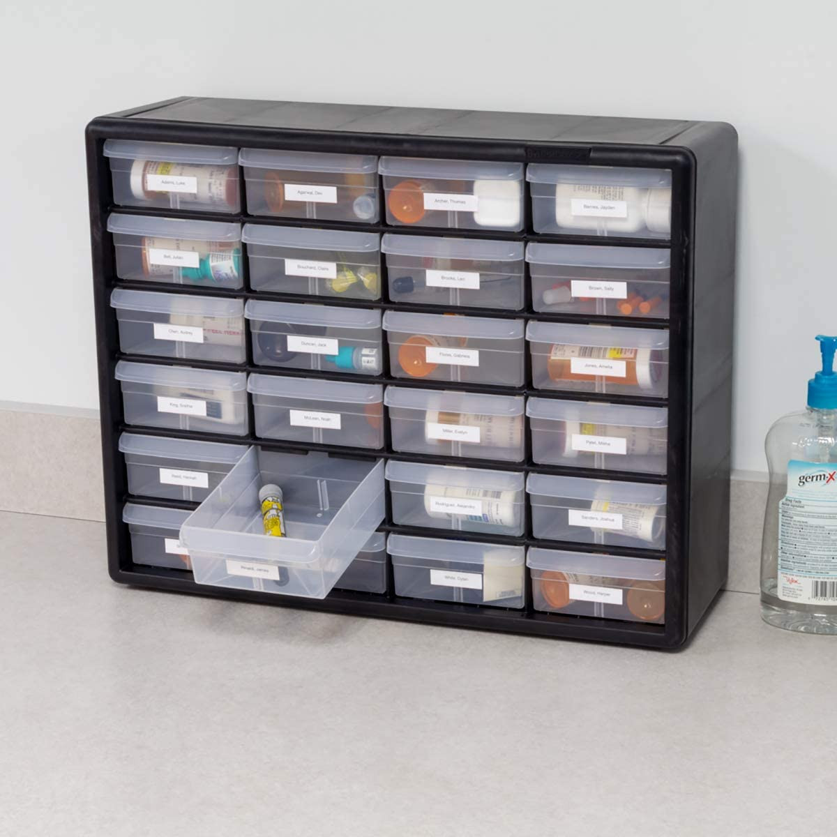 24-Compartment Drawer Bin Hardware Tool Organizer Garage Storage Plastic Cabinet