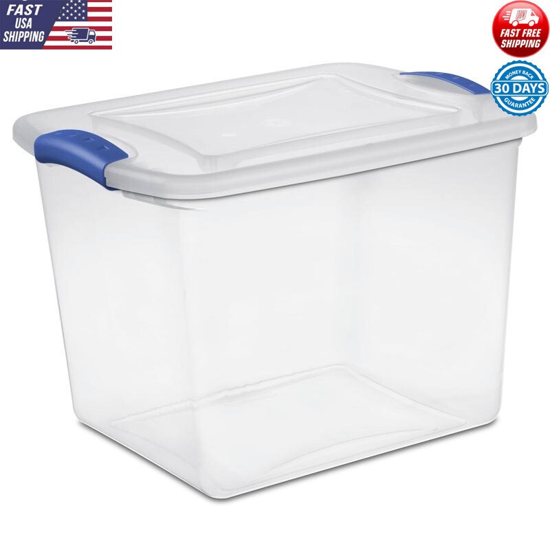 Clear Storage Latch Box 27 Quart Container Lightweight Stackable Bins Organizer