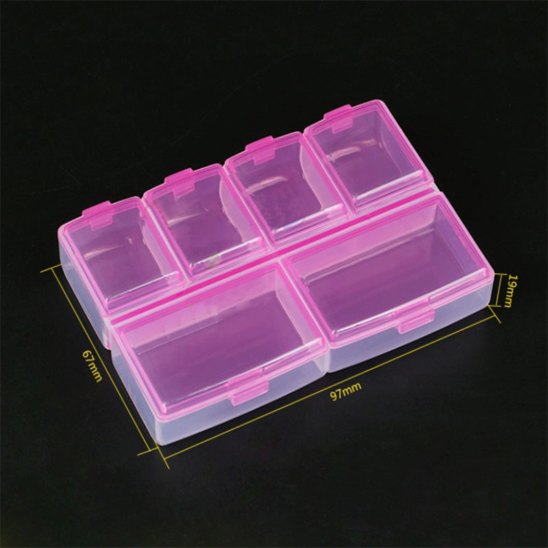 6 Grids Compartment Organiser Storage Box Hard Plastic Organizer Craft Nail Art