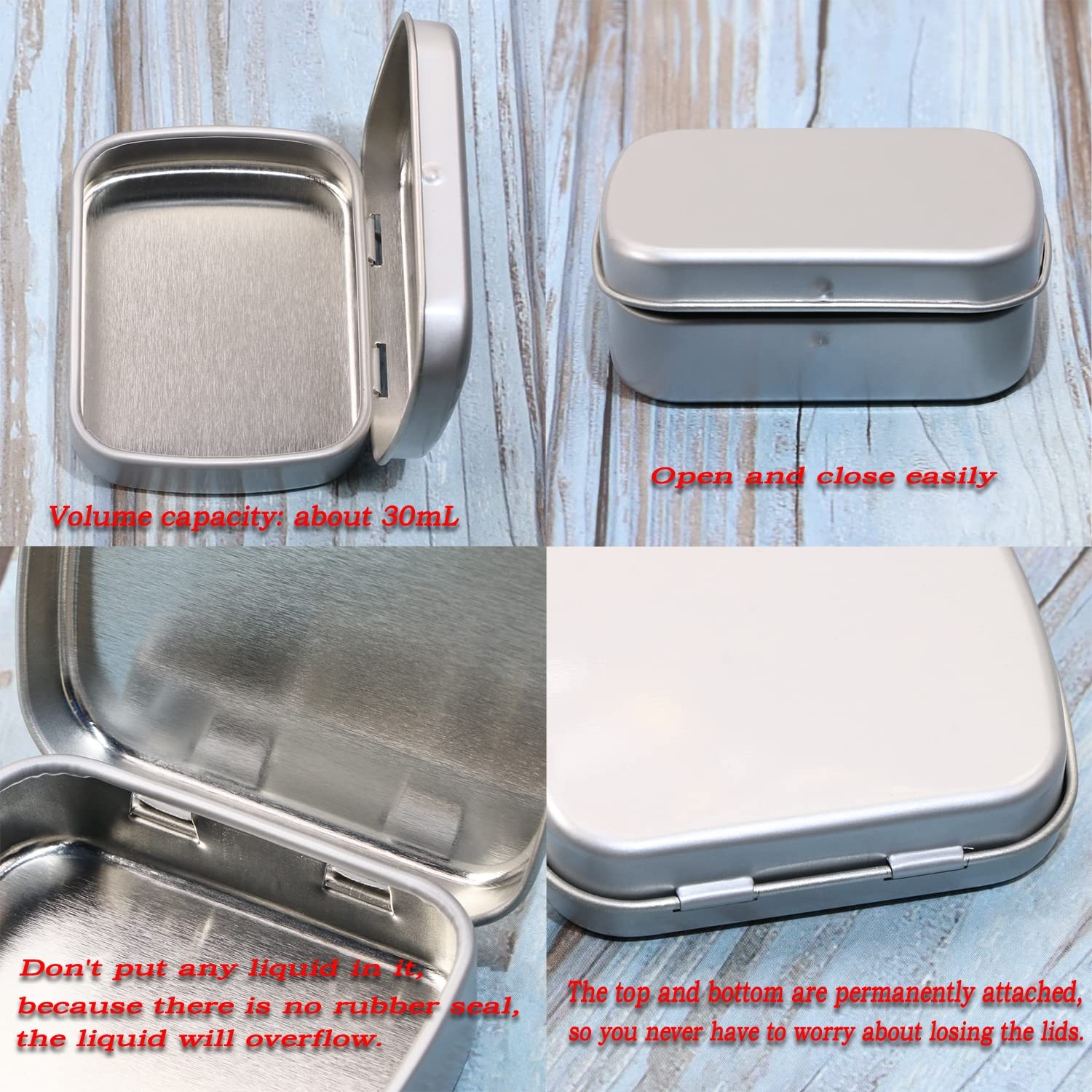 Small Metal Portable Storage Box, Mini Rectangle Empty Hinged Tins with Lid, …