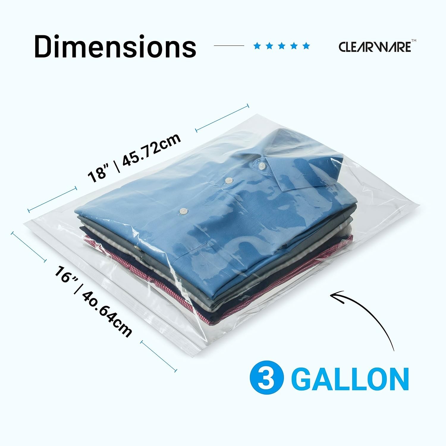 Large Storage Bags With Zipper Top, 3 Gallon, 16×18 Inches, Reusable Plastic for