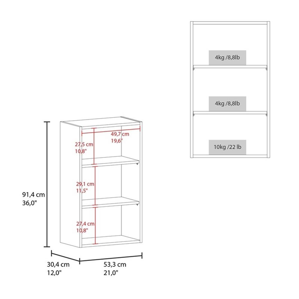 Pemberly Row Contemporary Wall Cabinet with 3 Shelves in Black