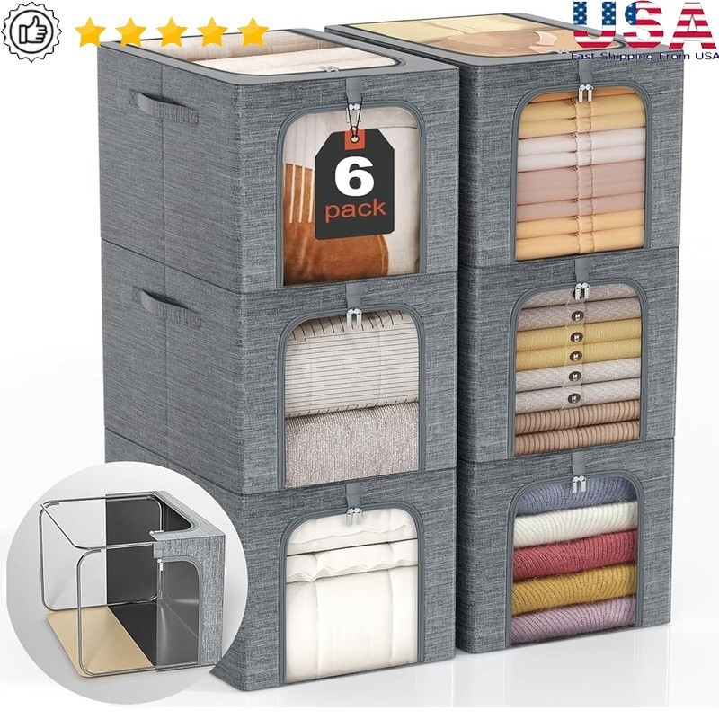 Collapsible Storage Bin Stackable Organizer Dustproof Water Resistant PVC Window