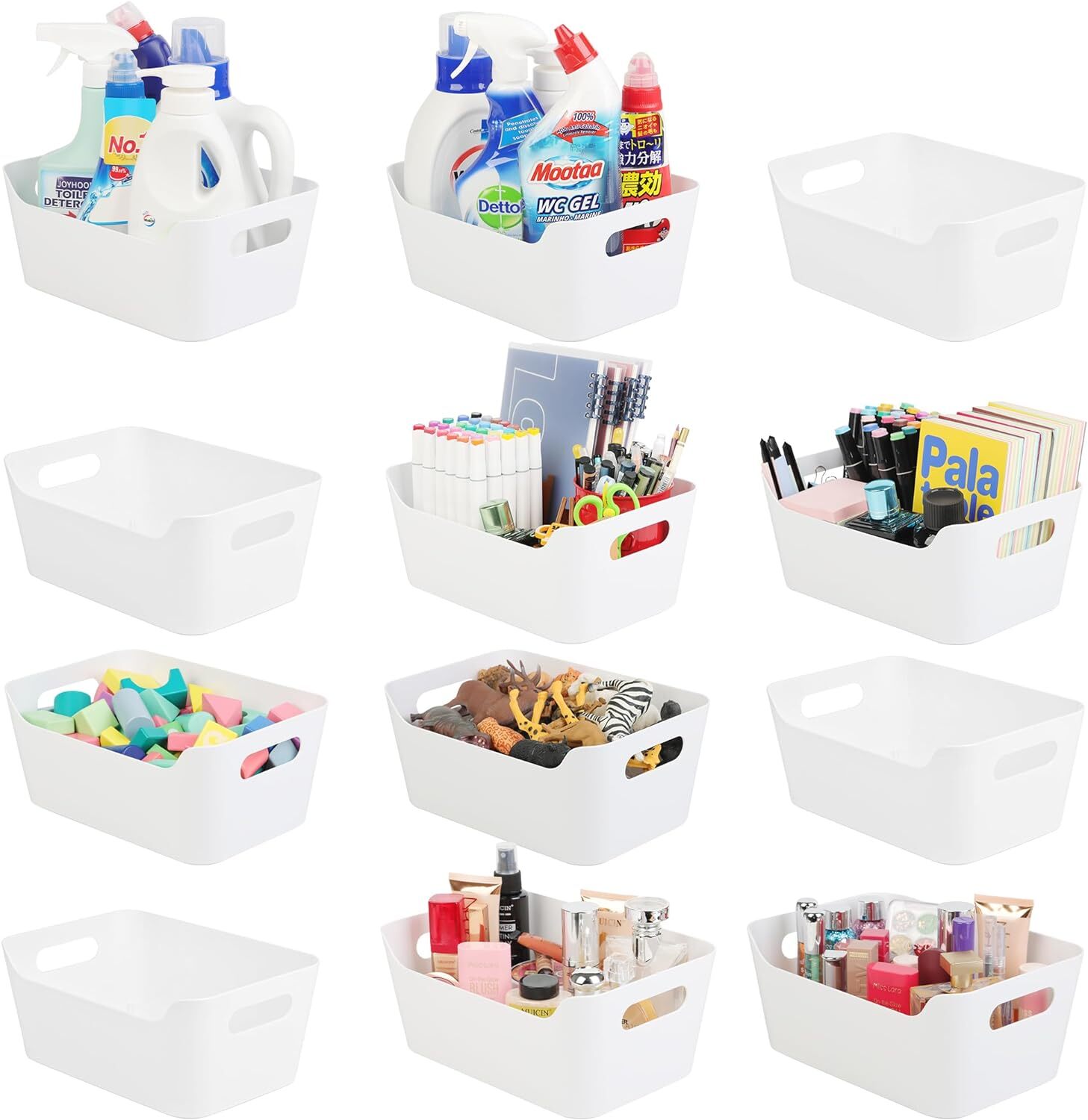 Tiawudi 12 Pack Storage Bins, Plastic Containers, Multi-Use…