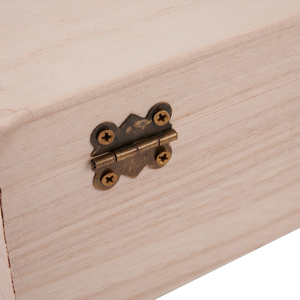 Plain Wood Wooden Square Hinged Storage Boxes Craft Box