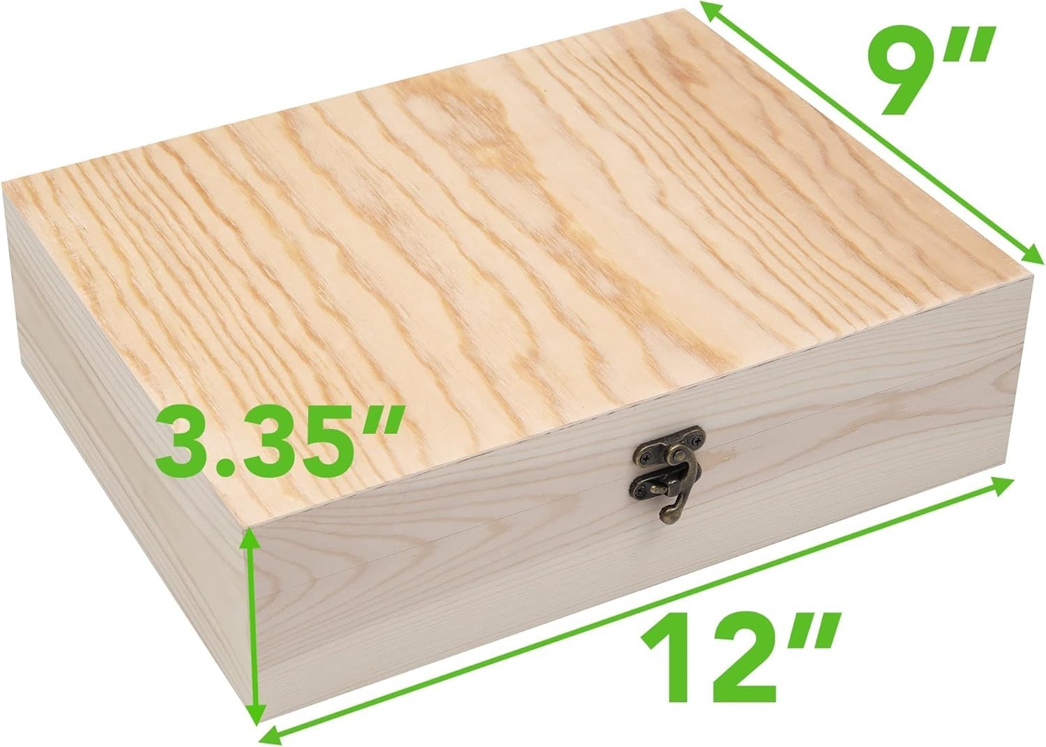 2-Pack Unfinished Pine Box with Hinged Lid – Perfect for Jewelry & Crafts