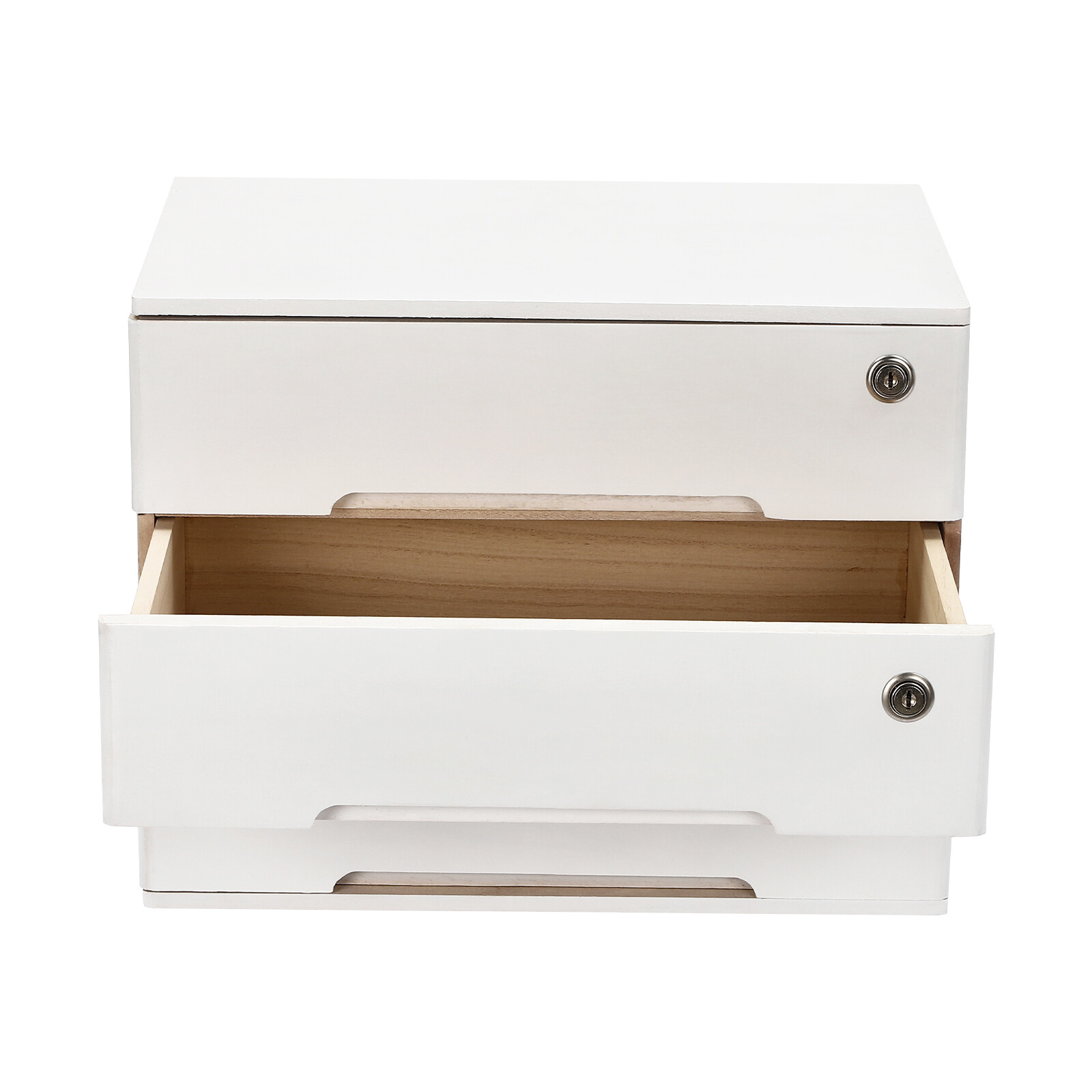 Wooden Desktop Storage Box with Lockable Drawers, Office Supplies File Organizer