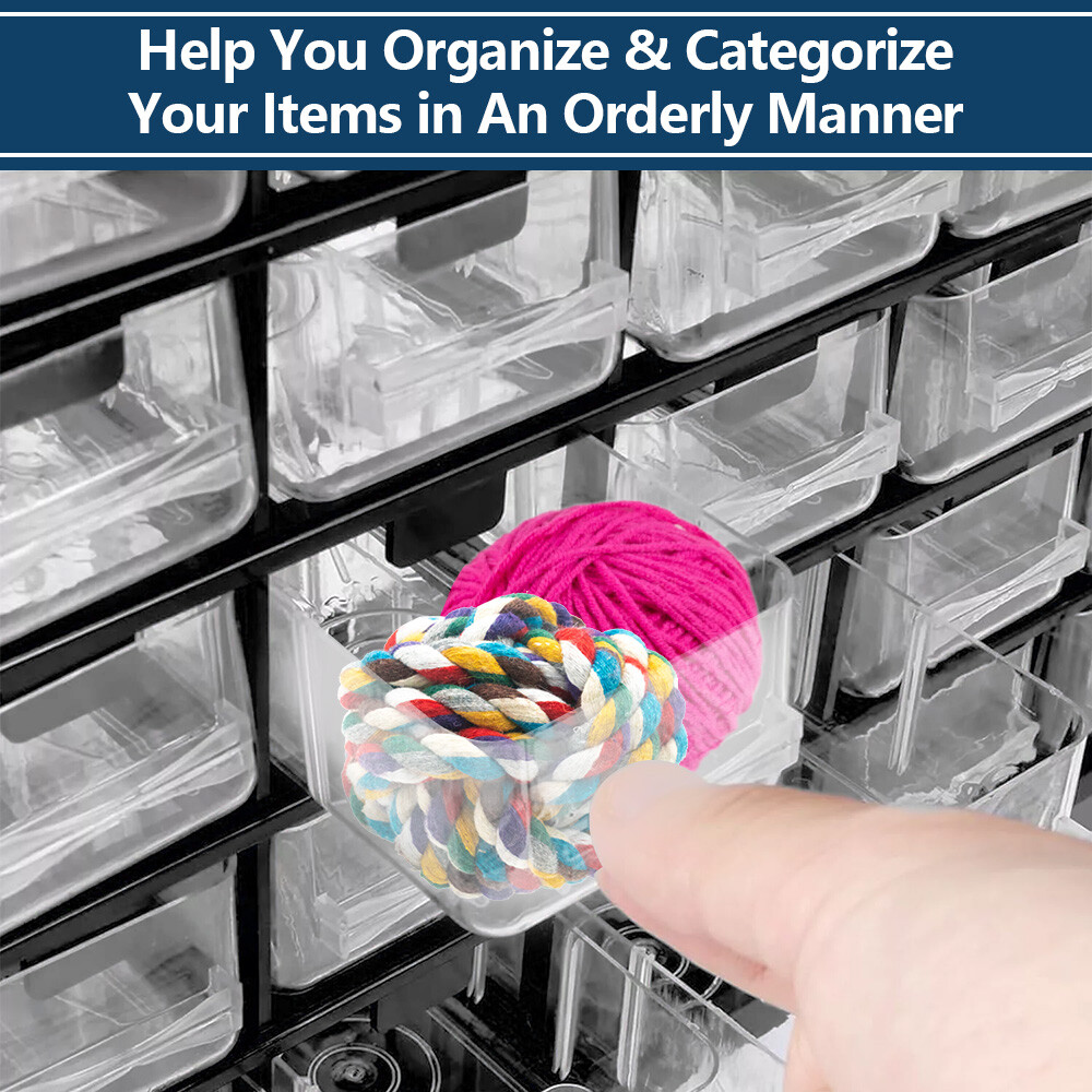 Small Parts Storage Cabinet Drawer Organizer Box Bin Craft 25 Drawers Bins Black