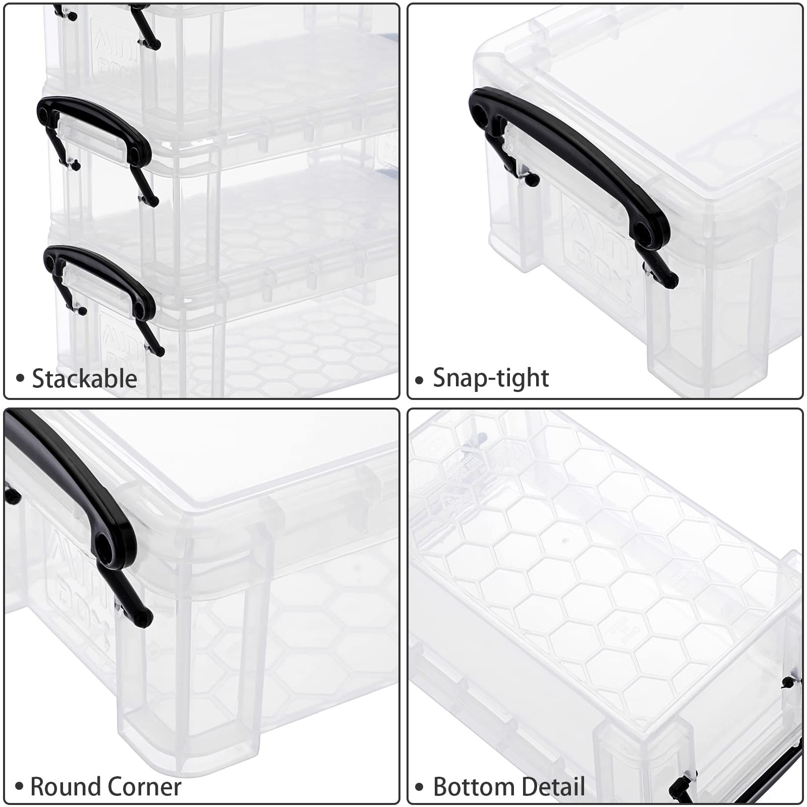 6 Pack Small Clear Plastic Storage with Lid Mini Sewing Organizer with Black …
