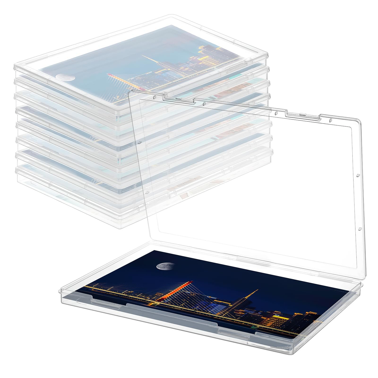 8 Pack Photo Storage Box for 8&Prime; x 10&Prime; Photo, Clear Plastic Scrapbook Paper St…