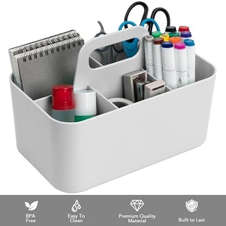 Tiawudi Stackable Multipurpose Caddy Organizer with Handle for Office Supplies