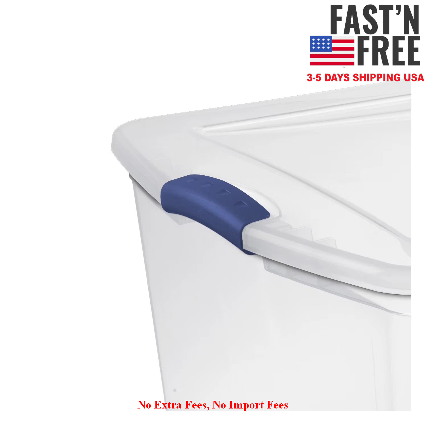 4 Pack Sterilite 105 Quart Storage Container Clear Latch Lid Box Blue, NEW USA