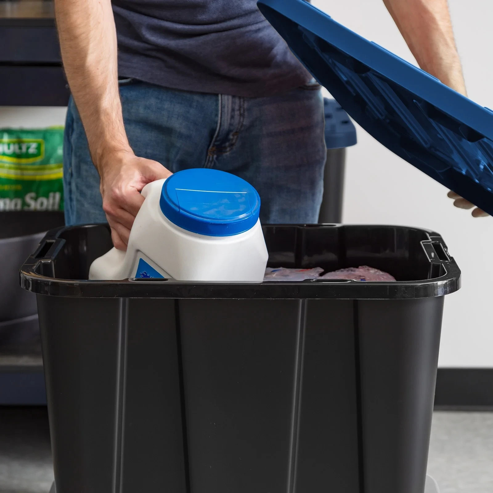 12 Gal Plastic Storage Bins with Lids, Latching Totes, Heavy Duty Containers 4Pk