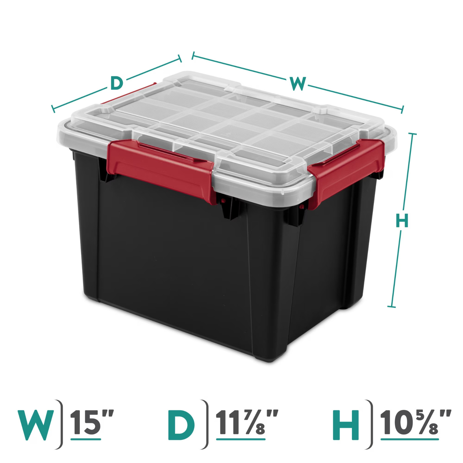 Sterilite 5 Gallon Waterproof Storage Bin w/Gasket Seal & Durable Latch, Black