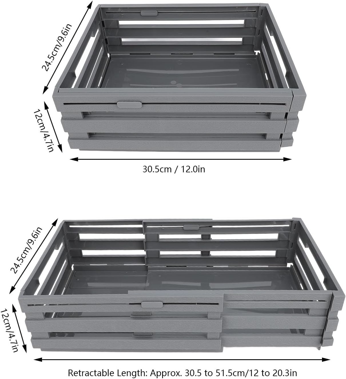 Stackable Storage Box, Gray | PP, Retractable, Organizer Container Bin, Expan…