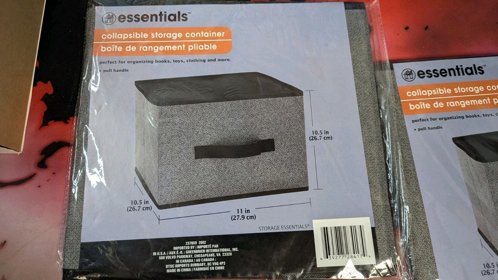 New Closet Essentials Collapsible Storage Container Gray Lot Of 4
