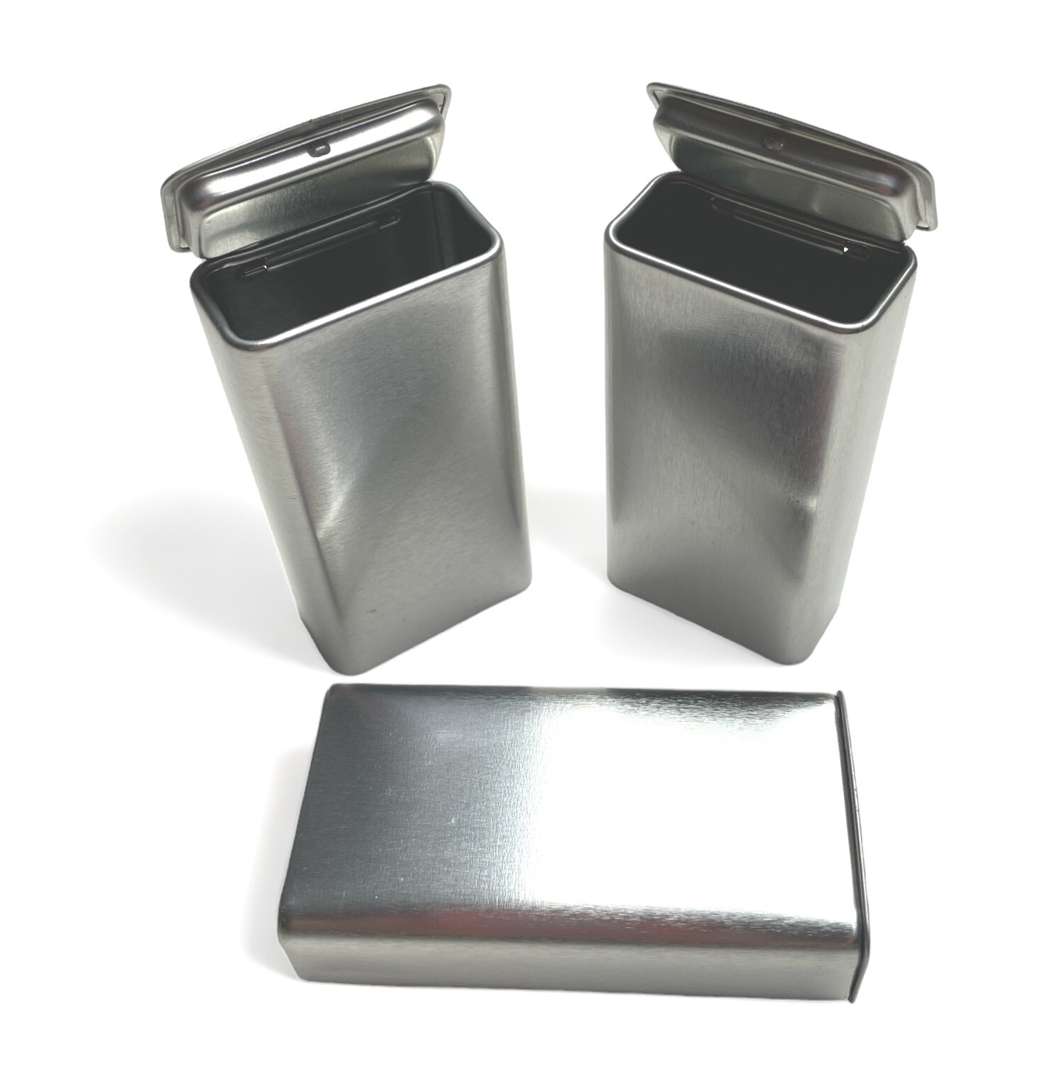 MagnaKoys Rectangular Silver Metal Hinged Lid Tin Containers (7 Pack)
