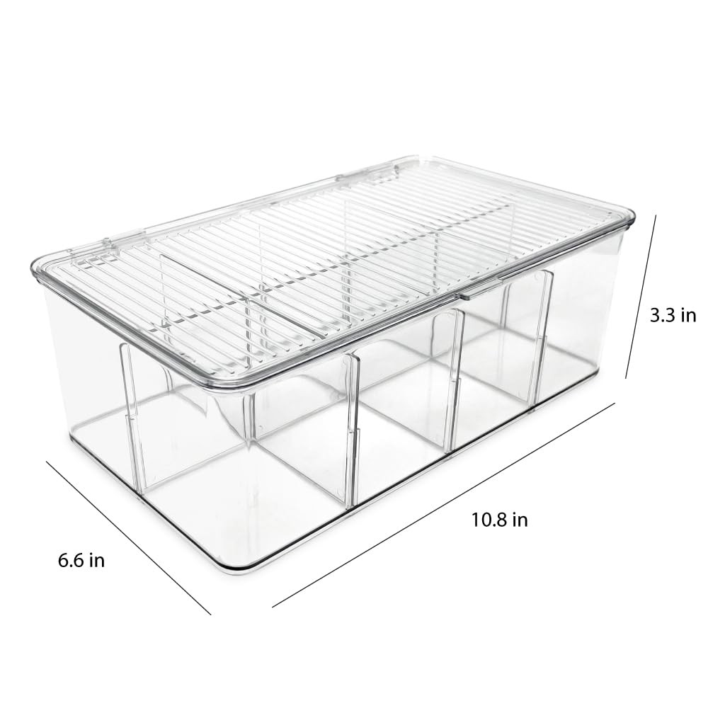 Isaac Jacobs Divided Clear Plastic Organizer (10.88&Prime; x 6.63&Prime; x 3.75&Prime;)