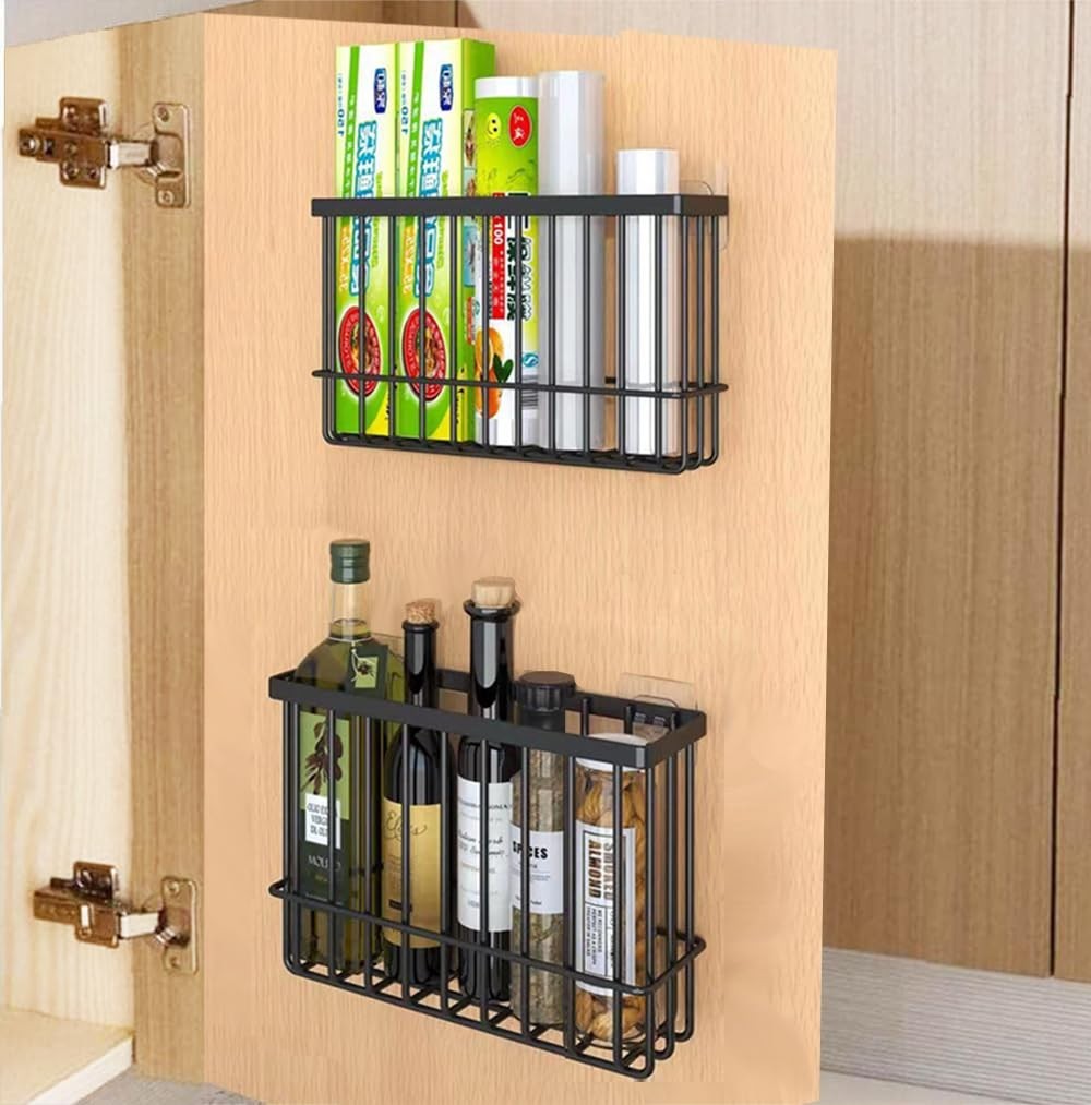 2-Piece Wall-Mounted Storage Boxes for Kitchen, Bathroom & Wardrobe – Black Orga