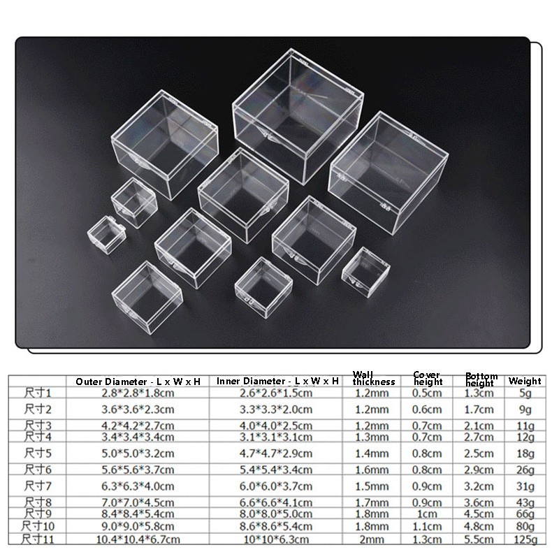Square Clear Small Plastic Storage Box Jewelry Beads Organizer Case Container