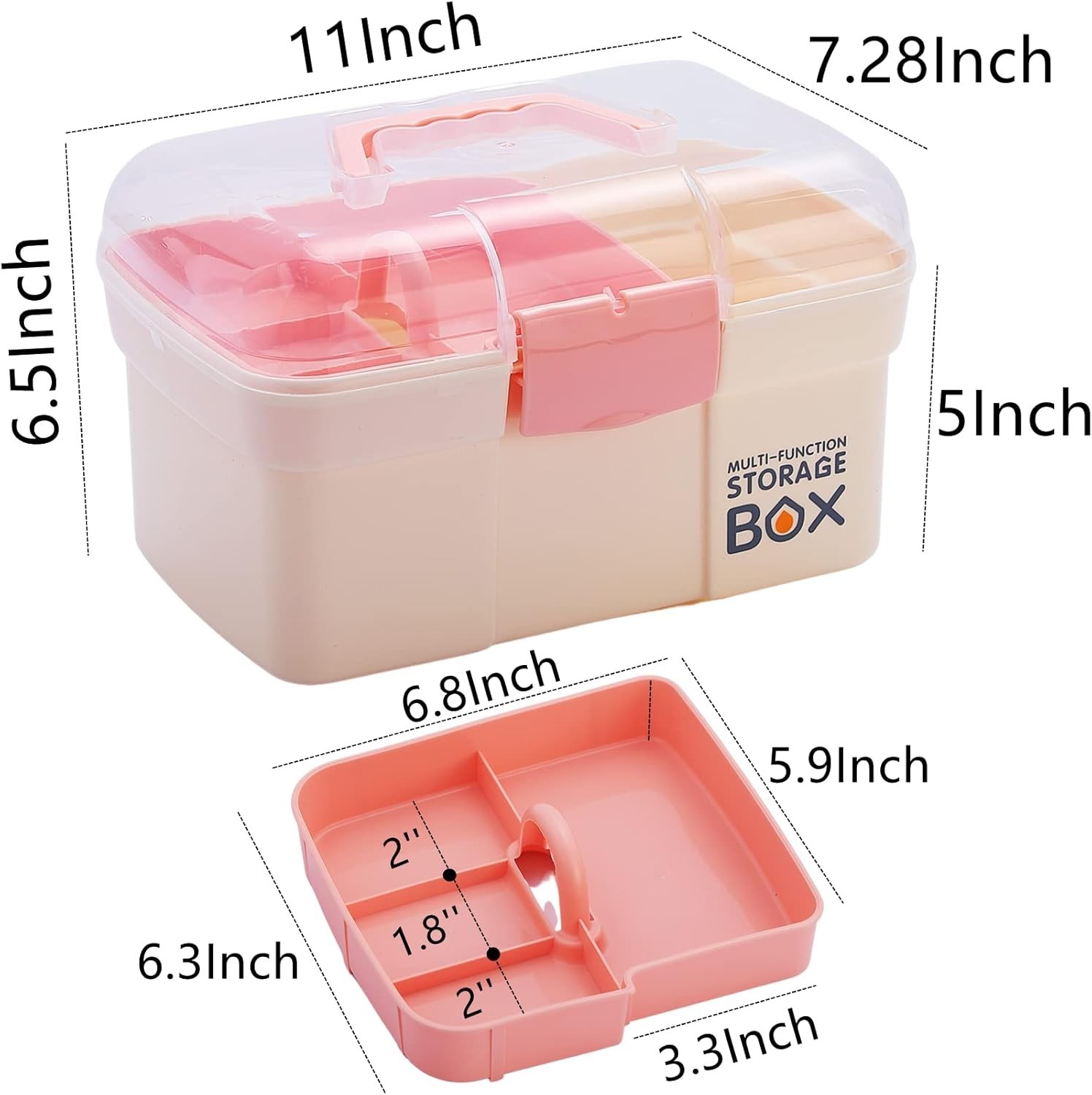 Lightweight White Plastic Storage Box with Removable Tray – Ideal for Cosmetics