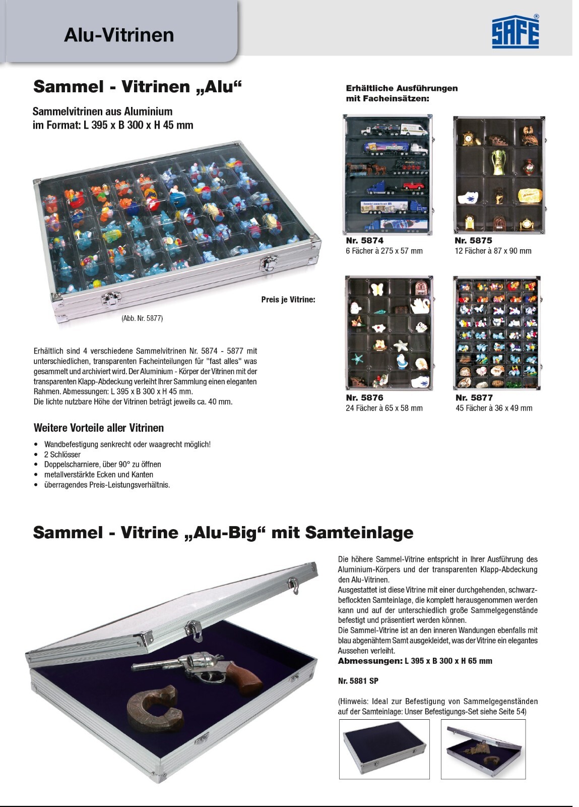 Acryl Schmuckkasten 2 Ebenen 6 Fächer Mix SAFE 5263 165x215x100mm + Klappdeckel