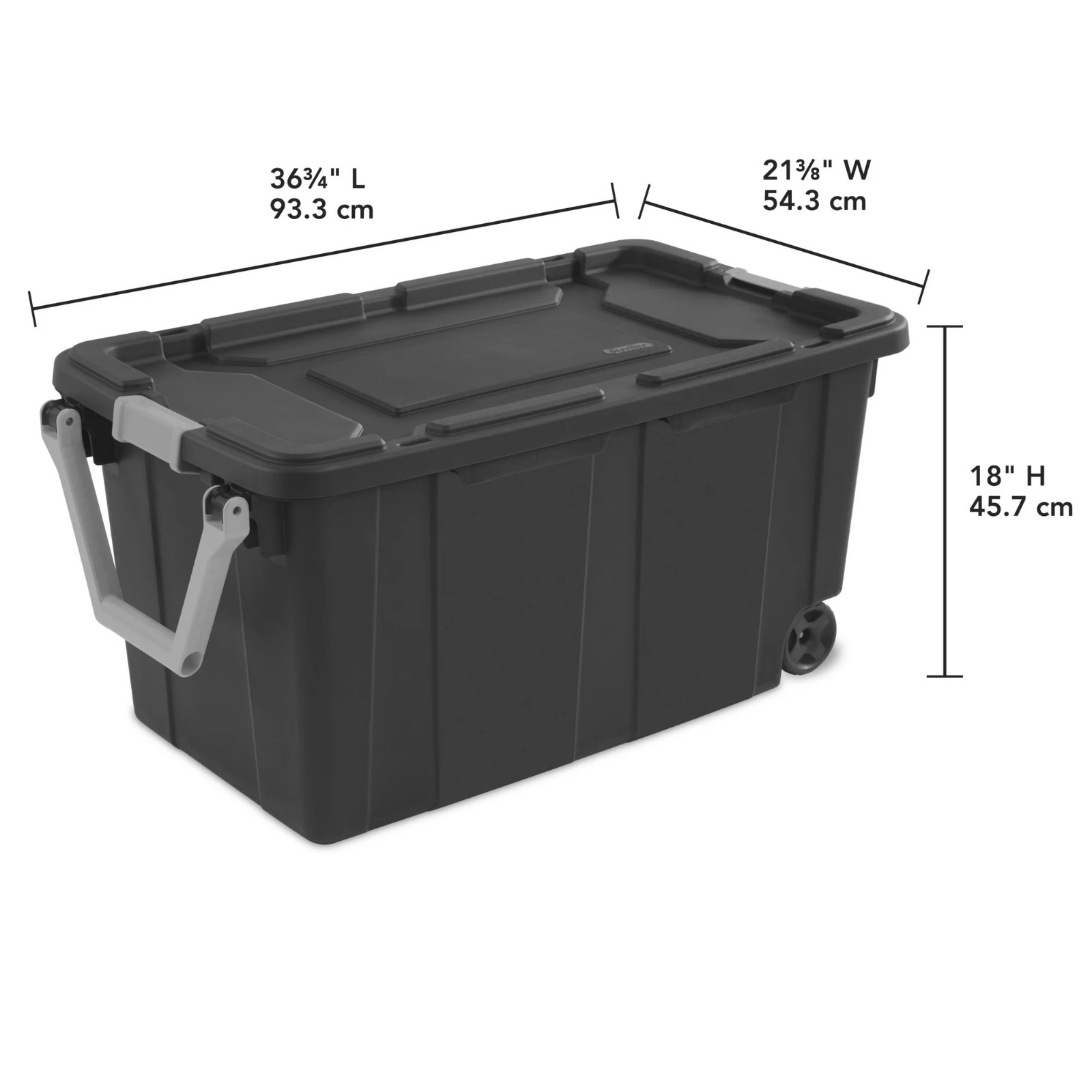 Set of 2 Sterilite 40 Gallon Wheeled Industrial Tote Plastic Adult, Flat Gray