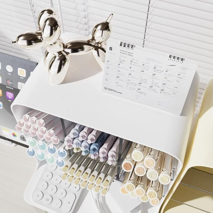 Multi-Compartment Desktop Organizer ABS Plastic for Cosmetics & Office Supplies