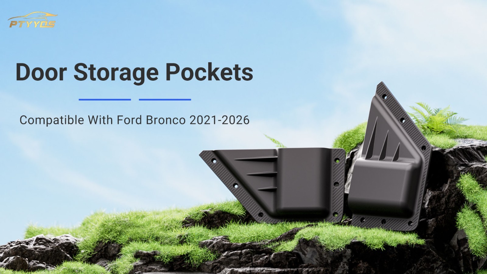 Front Door Storage Pocket Organizer for 2021-2026 Ford Bronco – 2PCS Side Door A