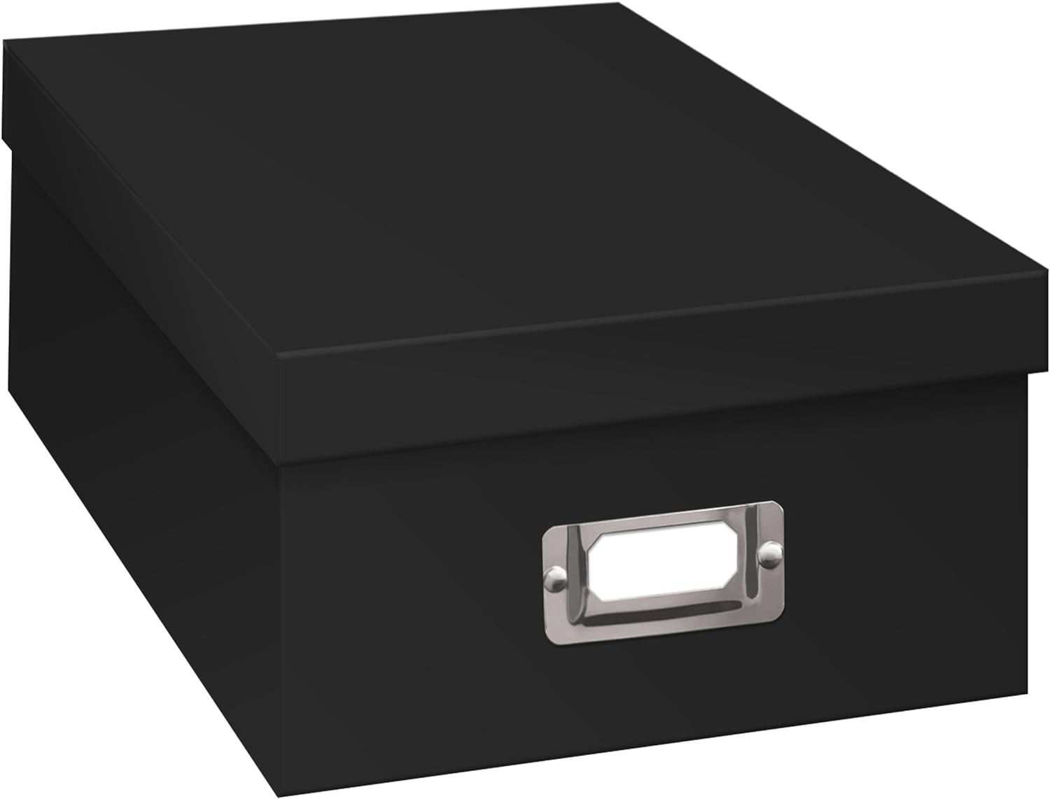 Photo Storage Box with Lid, Black Organizer for Pictures, Archival Safe Photo