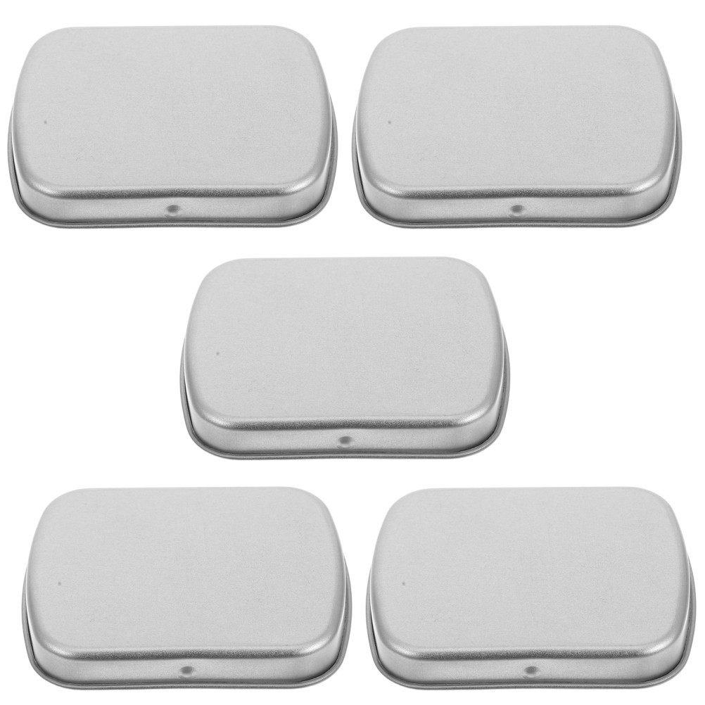 5 Pcs Small Iron Box Jewelry Box Travel 6.00X4.70X1.50CM Silver Color
